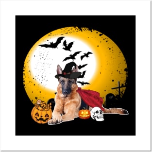 Happy Halloween German Shepherd Dogs Halloween Gift Posters and Art